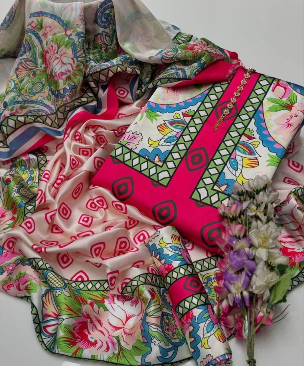Luxury Silk 3PC | Festive Unstitched β D#02