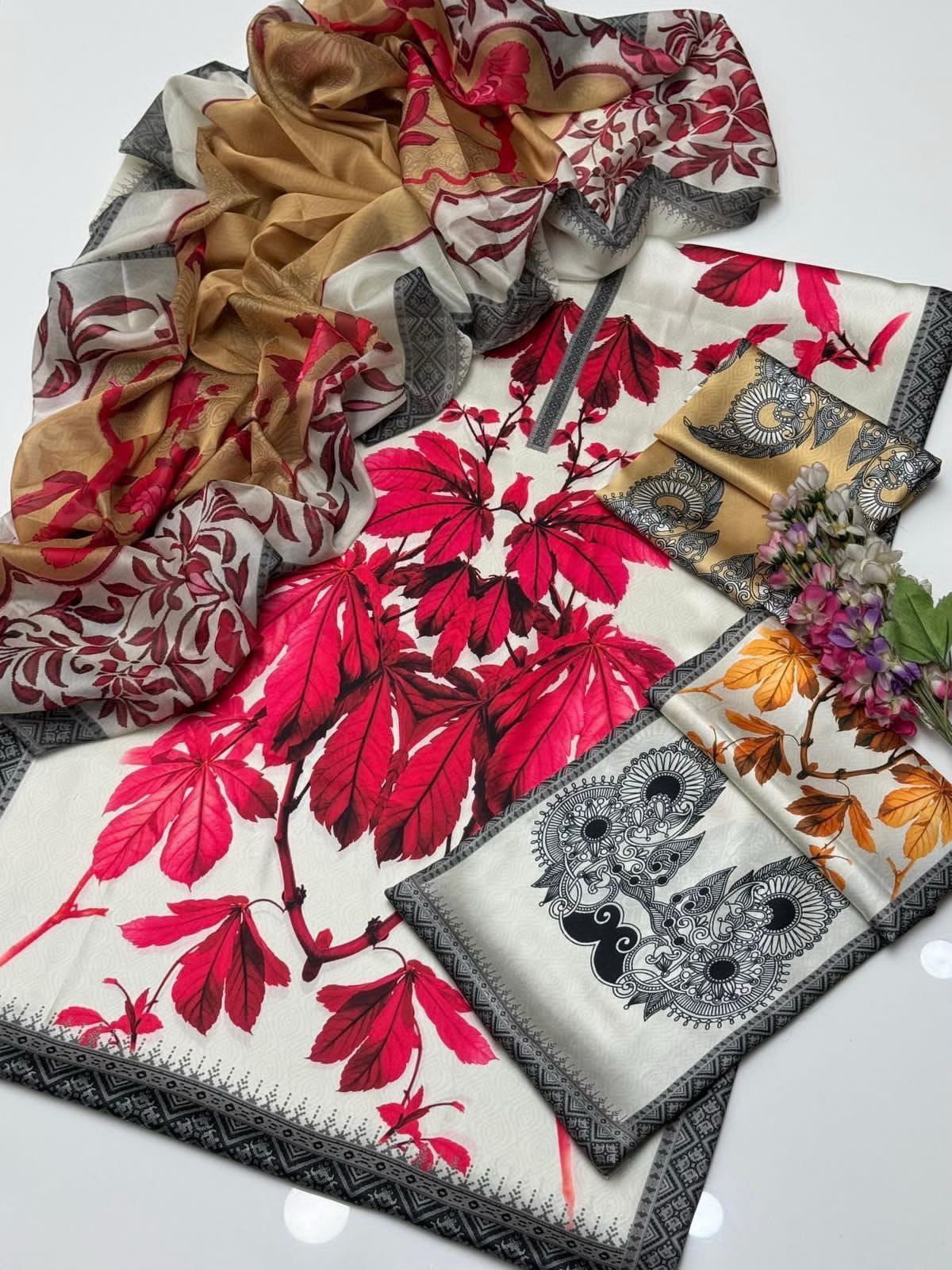 Luxury Silk 3PC | Festive Unstitched β D#05