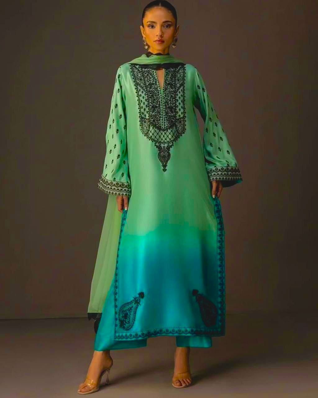 Luxury Silk 3PC | Festive Unstitched β D#09