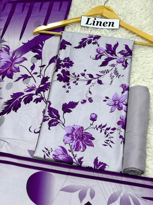 Premium Unstitched Linen Digital Print 3Pc Suit | Design D#028