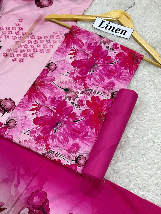 Premium Unstitched Linen Digital Print 3Pc Suit | Design D#021