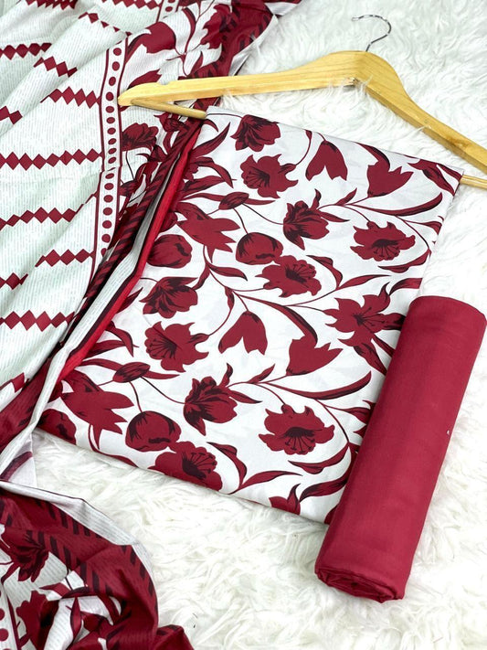 Premium Unstitched Linen Digital Print 3Pc Suit | Design D#018