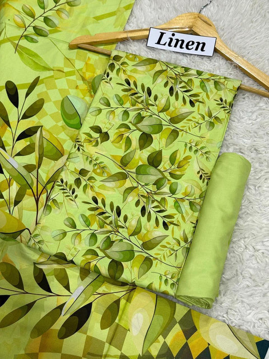 Premium Unstitched Linen Digital Print 3Pc Suit | Design D#012