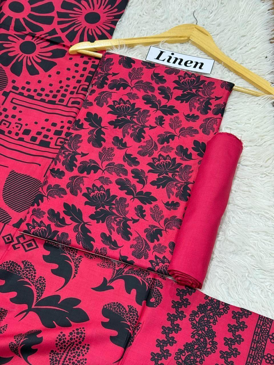 Premium Unstitched Linen Digital Print 3Pc Suit | Design D#008