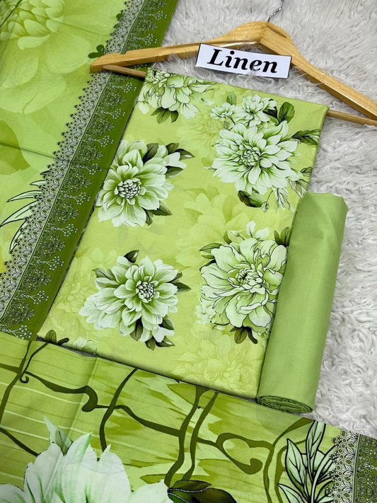 Premium Unstitched Linen Digital Print 3Pc Suit | Design D#006