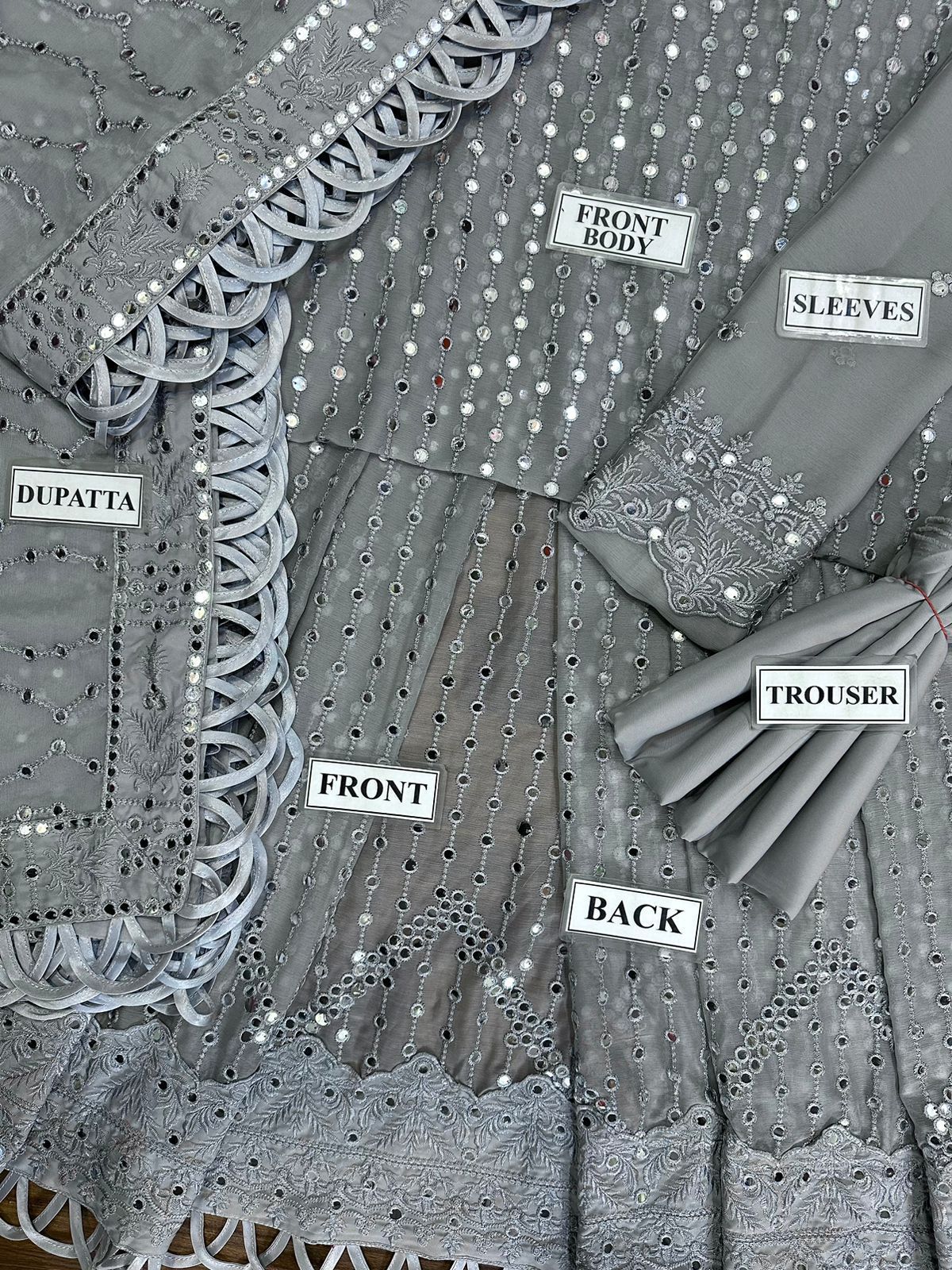 Luxury Semi Pure Chiffon Embroidered Frock 3PC | Sequence Work | Dupatta with Heavy Border| GS .AF.070
