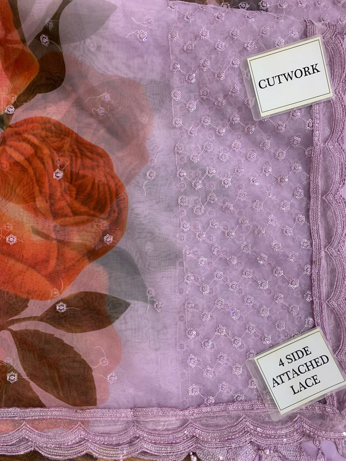 Luxury Organza Embroidered 3PC | Heavy Cutwork Dupatta | Silk Trouser|BR04