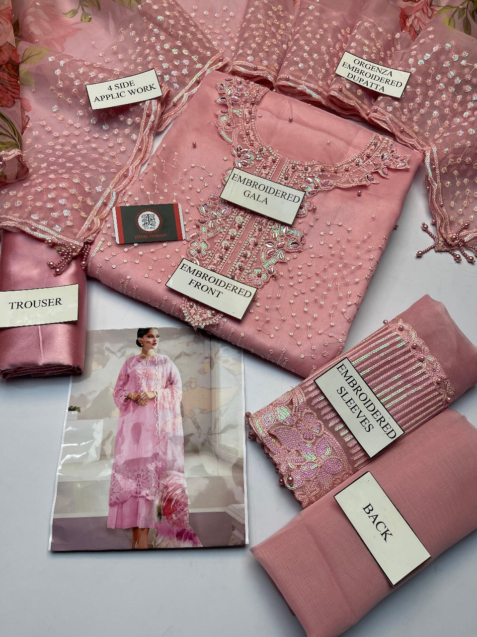 Luxury Organza Embroidered 3PC | Heavy Cutwork Dupatta | Silk Trouser|BR02