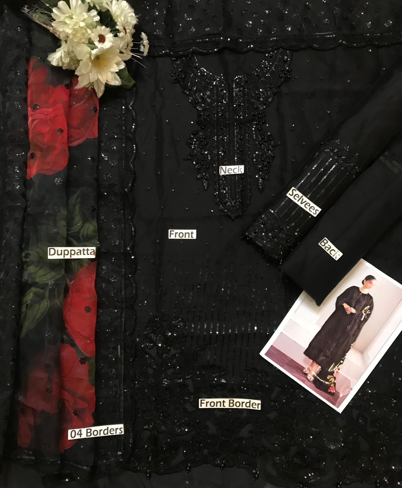 Luxury Organza Embroidered 3PC | Heavy Cutwork Dupatta | Silk Trouser|BR03